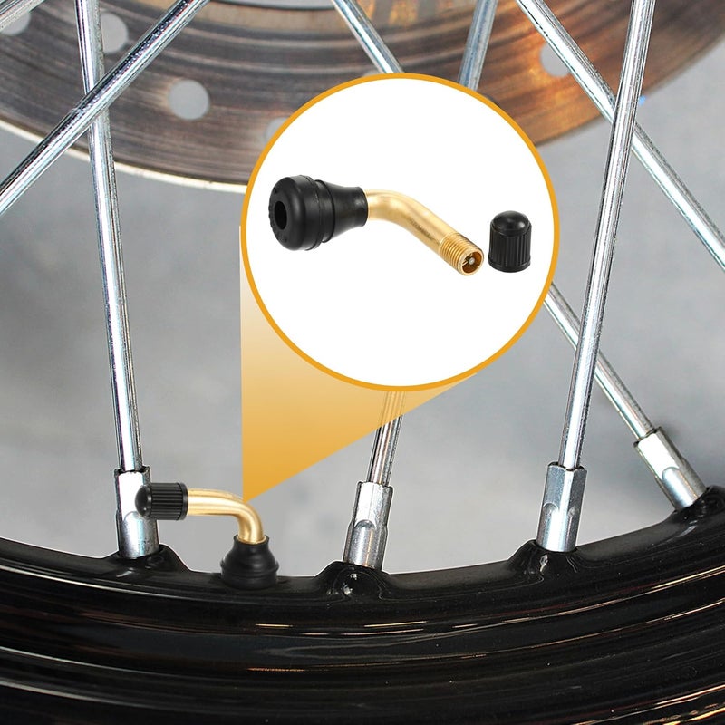 Partuto 5 Pcs Universal PVR60 Tubeless Tire Valve Stem - Cars RV Bicycles Motorcycles Trailers Tubeless Tire Valve - Stainless Steel Gold Tone - Image 3